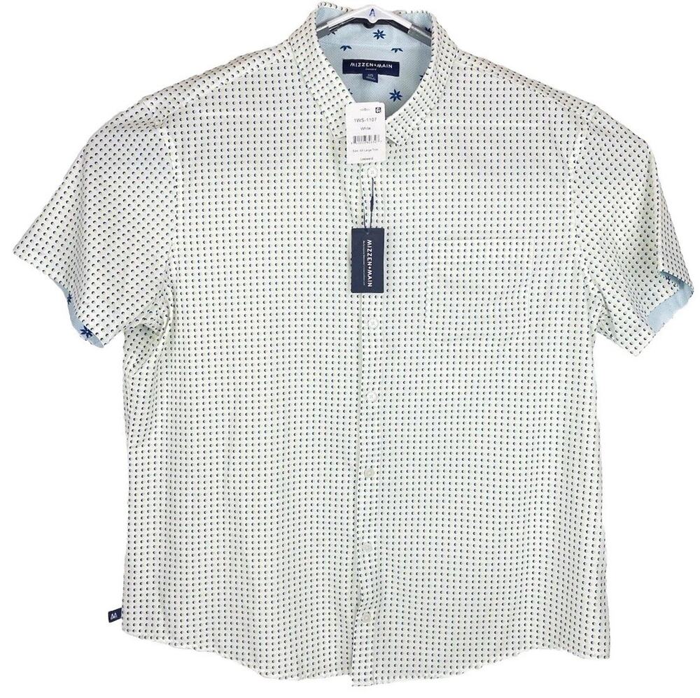 Mizzen+Main Leeward Button Up Shirt Men XXL Classic Short Sleeve Polka Dot NEW